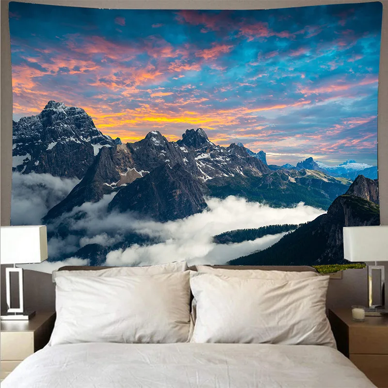 

large fabric tapestry wandbehang wandkleed mountain nature wall blanket tapiz psicodelico