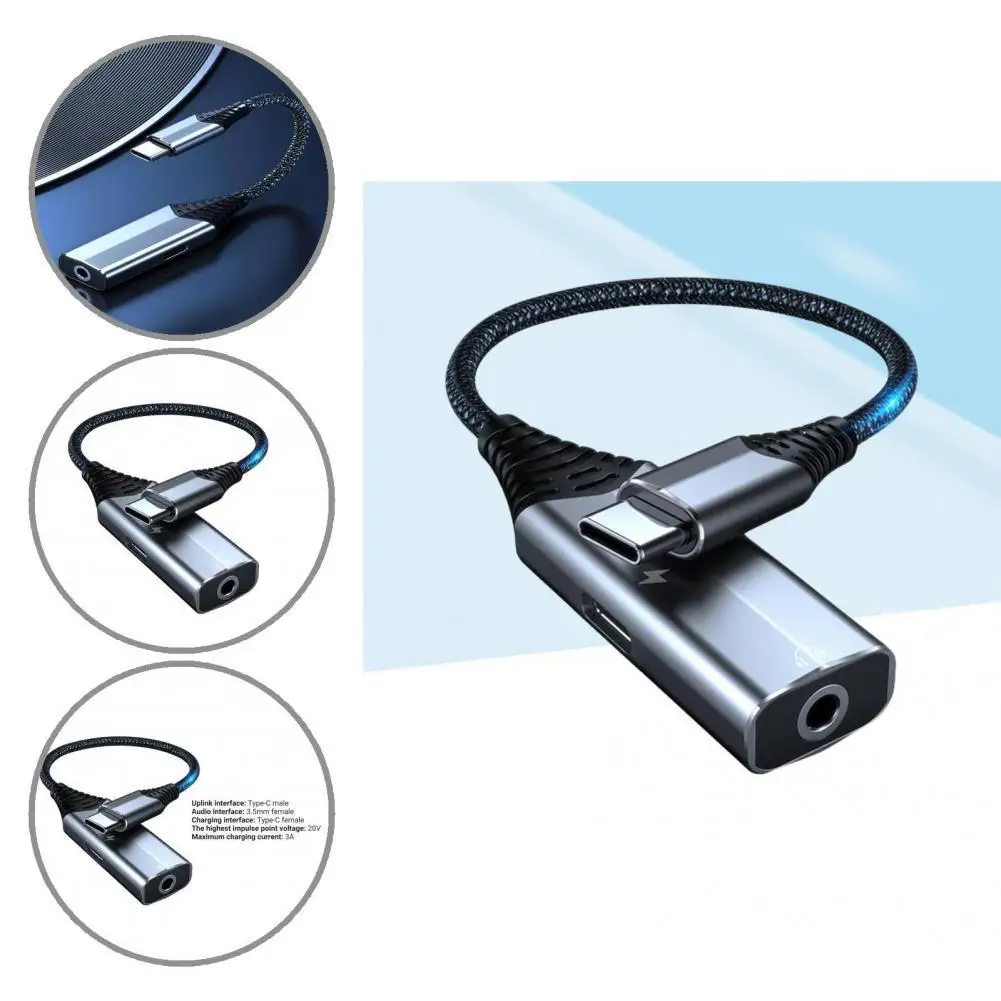 

Compact Type-C Male to 3.5mm Female Audio Adapter Cable Safe Digital Audio Converter Anti-bending for Earbuds