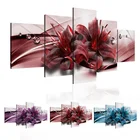 Плакат с абстрактным цветком, 5 шт., модульные красочные картины с лилиями, домашний декор, HD-печать, настенное искусство, картины на холсте для гостиной