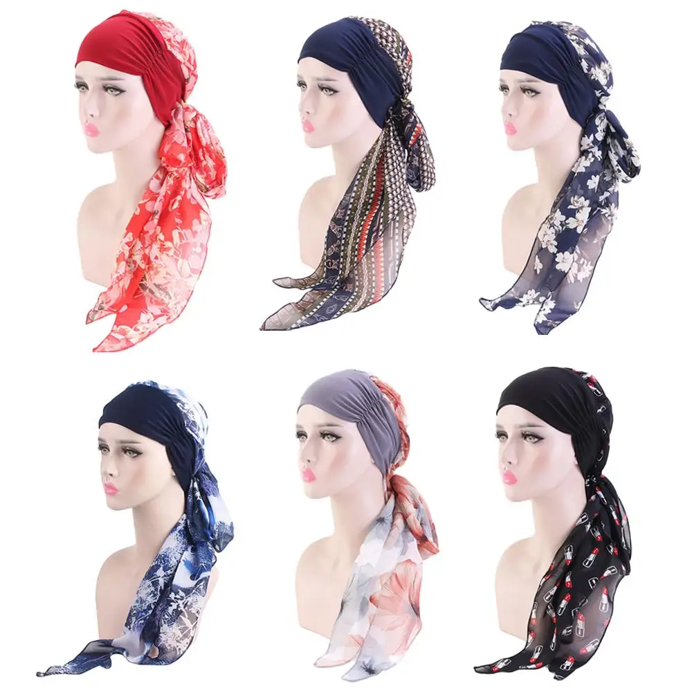 Женский мусульманский женский хиджаб Шапка тюрбан раковая шапка Хемо головной