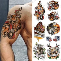 skull tiger temporary tattoo stickers lion wolf waterproof tattoo soldier dog body art arm fake tatoo rebirth for men women