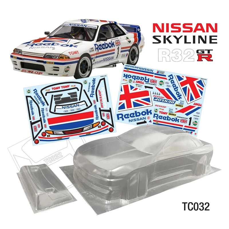 

Модель автомобиля 1/10 NISSAN Skyline R32 GTR, прозрачный корпус + фотоэлемент, игрушки для радиоуправления, Модель гоночного электромобиля на дороге