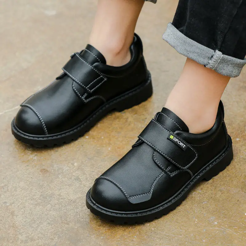 Туфли детские из натуральной кожи Осенние черные в британском стиле | Детская