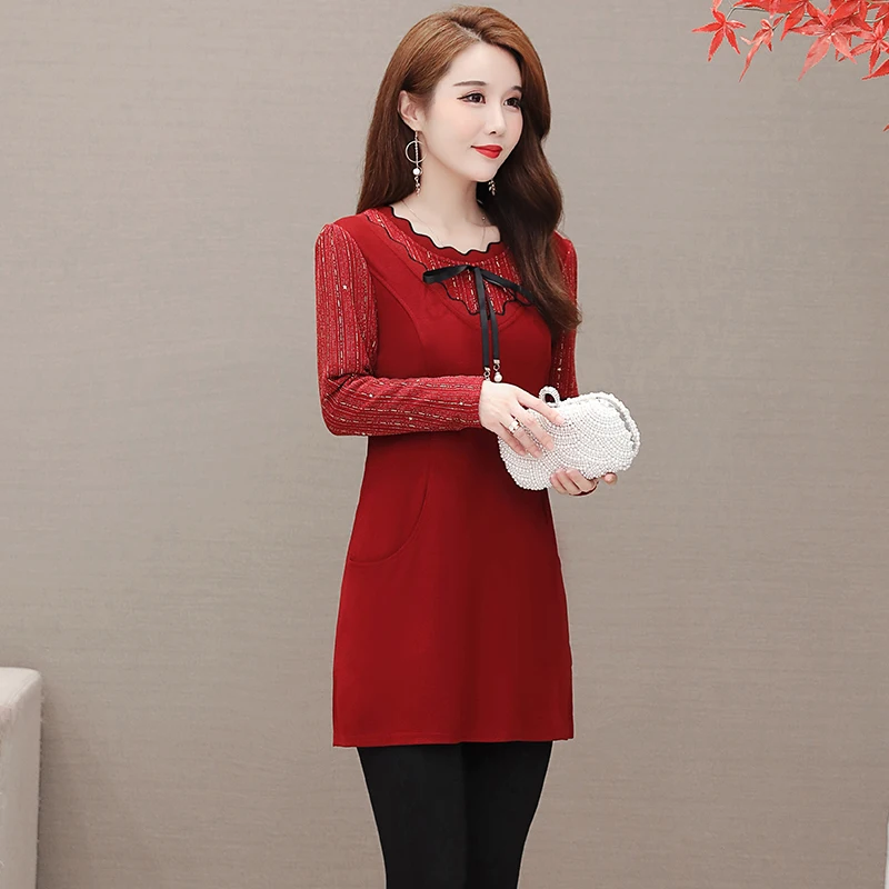 

plus big size blusas feminina spring autumn winter 2020 korean women top long sleeved thicken mother loose T shirts female A5859