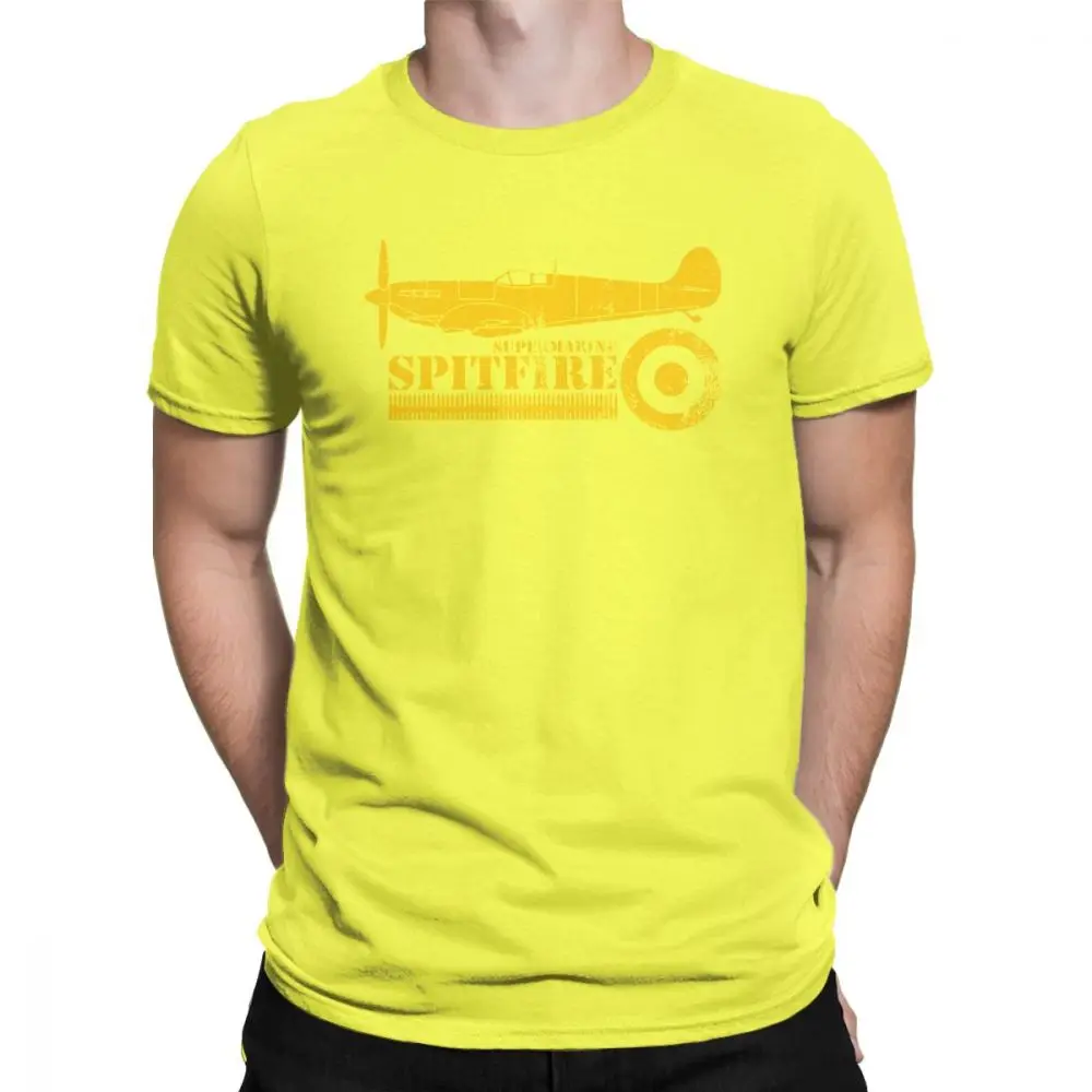 Мужская футболка WW2 Battle Of Britain Fighter RAF Spitfire, хлопковая футболка с короткими рукавами и принтом - Цвет: Цвет: желтый
