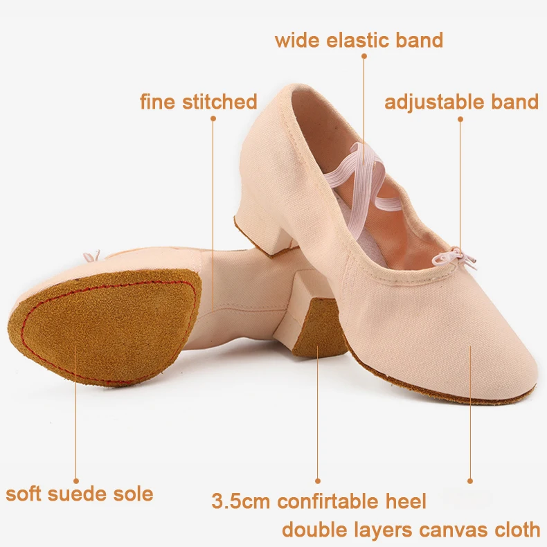Quality Dancing Shoes For Women Middle Heel Leather Girls Ballet Jazz Dance Belly Yoga Latin Teachers's | Спорт и развлечения