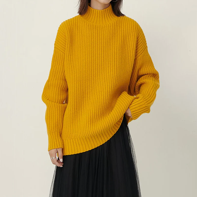 TWOTWINSTYLE Корейский минималистский свитер для женщин с круглым вырезом и длинным