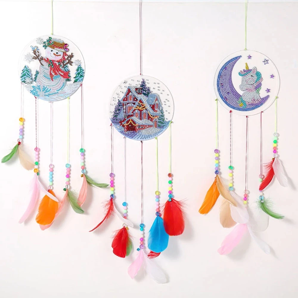 

DIY Diamond Painting Dreamcatcher Wind Chimes Kit For Door Home Wall Decoration Special Shaped Drill Diamond Embroidery Kit