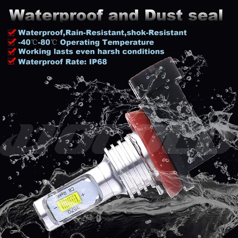

H11 LED Fog Light Bulb Newest Version 3570 CSP-Chips H8 H9 LED Fog Lamp Bulbs White 6000K Use for Fog Lights