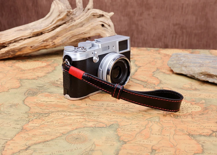 Black Red Ручной работы из натуральной кожи ремешок для камеры винтажный DSLR ремень для Fujifilm XT10XT20 X100F XPRO2 XT30 XT3 - Цвет: Black Red
