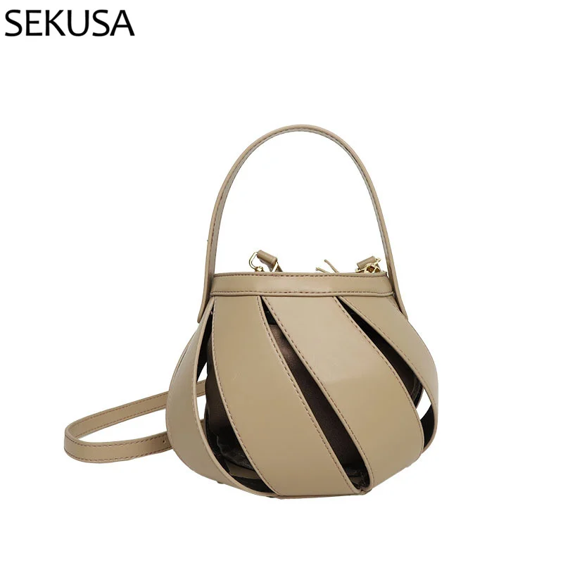 

Bucket Design Women Casual Day Clutch Hollow Out Style PU Ladies Evening Bags Fashion Leather Messenger Purse