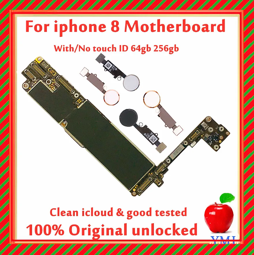 100% оригинальная материнская плата для IPhone 8 64 Гб 256 ГБ с/без Touch ID разблокированная