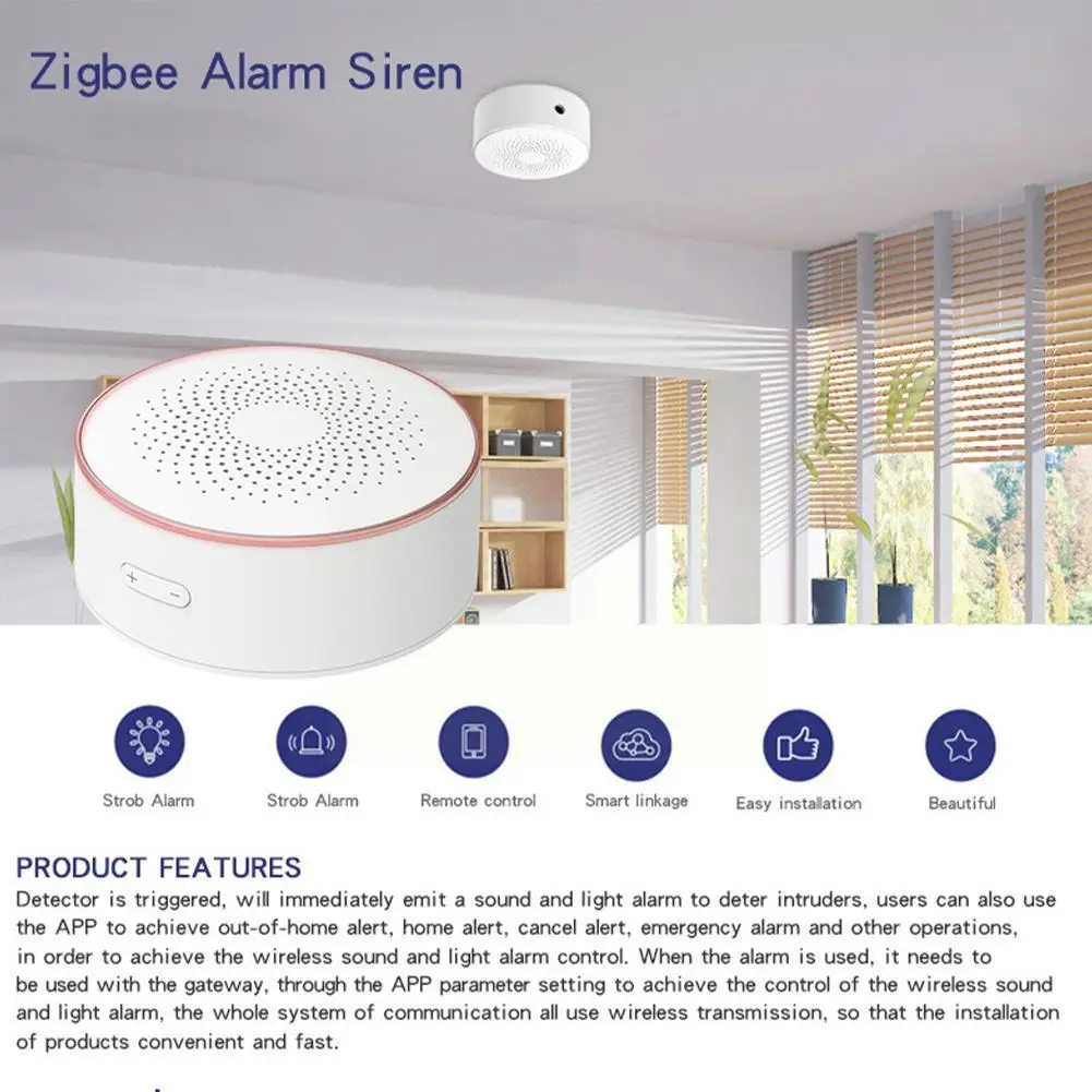 

Home Wireless Alarm For Tuya Smart Home Zigbee Wireless Intelligent Sound Linkage Light Alarm And P3N9