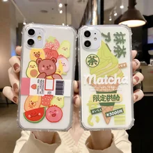 Summer sweet fruit watermelon bear Phone case For iPhone 12 11 Pro Max XS max XR X 7 8 Plus 12 mini 7Plus case Cute clear cover
