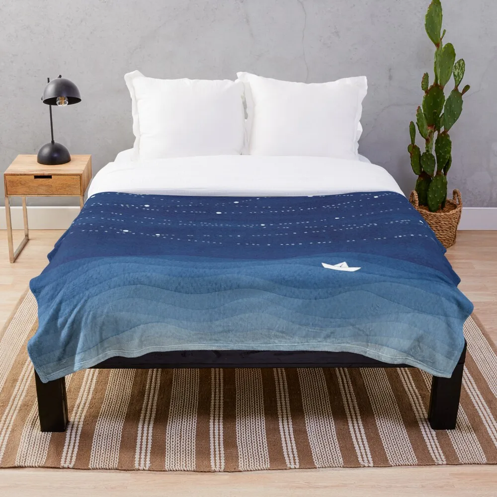 

Garland of stars 2 blue watercolor Throw Blanket Super Soft Printing Family Car and Sofa Bed throws Summer Office Quilts