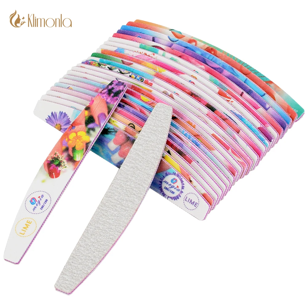 

48Pcs Mix Nail Files 100 180 Grit Strong Sandpaper Washable Nails Buffer Emery Board Lime a ongle Manicure Polisher Colorful
