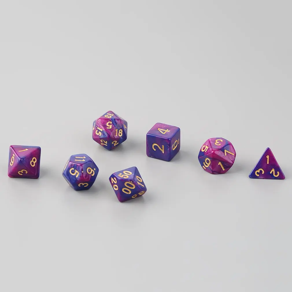 

7pcs Dual-Color Magic Tricks Dices D4 D6 D8 D10 D12 D20 Multi Sided Game Role Playing Dual Color Dices