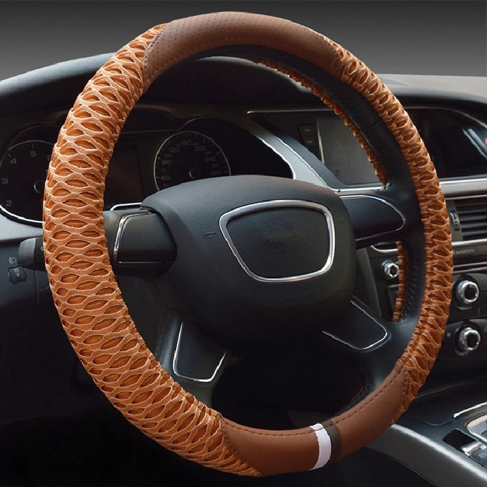 Чехол для руля 38 см из искусственной кожи нескользящий дышащий вискозы