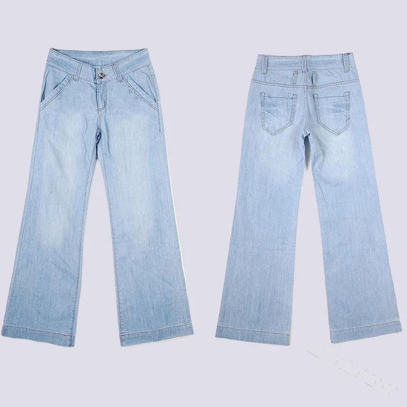 

WEPBEL Autumn Casual Button Pocket Jeans Women's Solid Color Loose High Waist Denim Wide Leg Pants