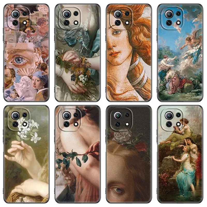 renaissance art painting phone case for xiaomi mi poco x3 nfc f3 gt m3 10t 11t 11x pro 11i a2 11 lite ne 5g civi tpu black cover free global shipping