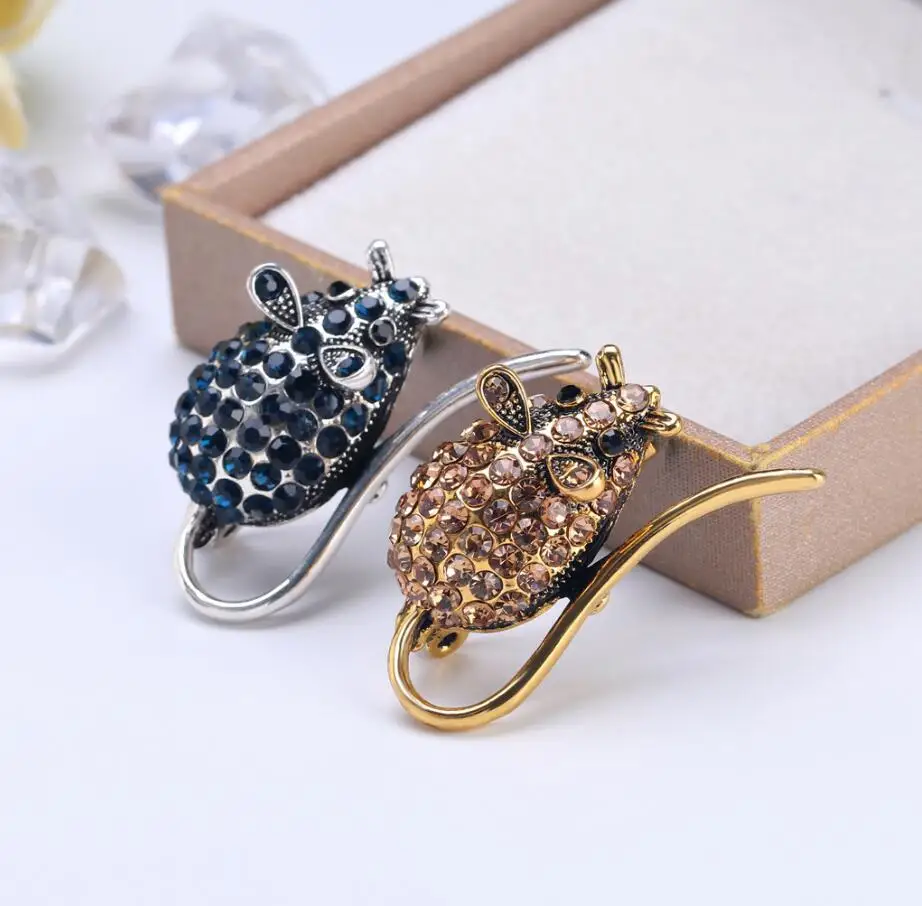 Жемчужная брошь в форме мыши булавки броши шляпы сумка подвеска значок Стразы