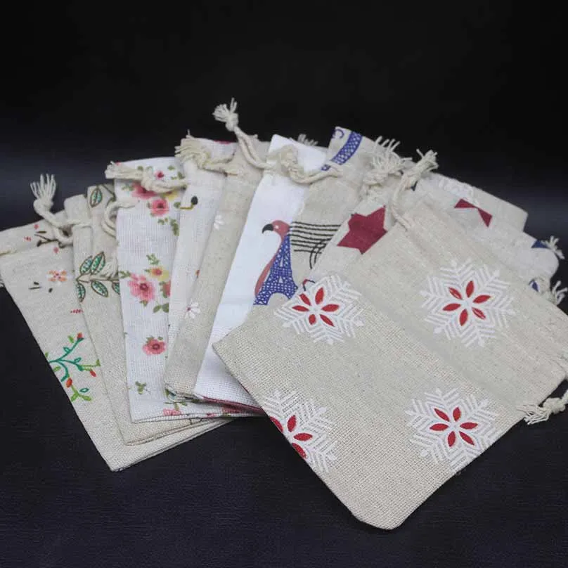 5 шт. 10x14 хлопковые сумки животные цветочный узор подарочные вечерние
