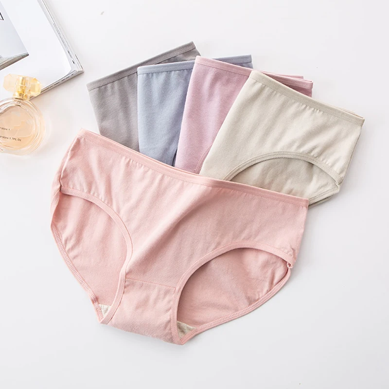 

ZJX 5Pcs Women Panties Pure Cotton Comfort Underwear Low Waist Girls Fashion Solid Breathable Briefs Female Seamless Intimate
