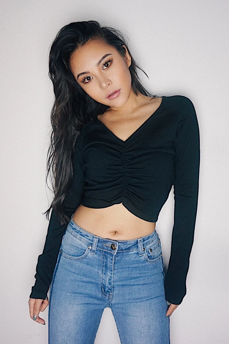 2019 new fashion casual women's clothing High Waist Short Slim V-Neck Sweater Solid Color Sexy Long Sleeve | Женская одежда