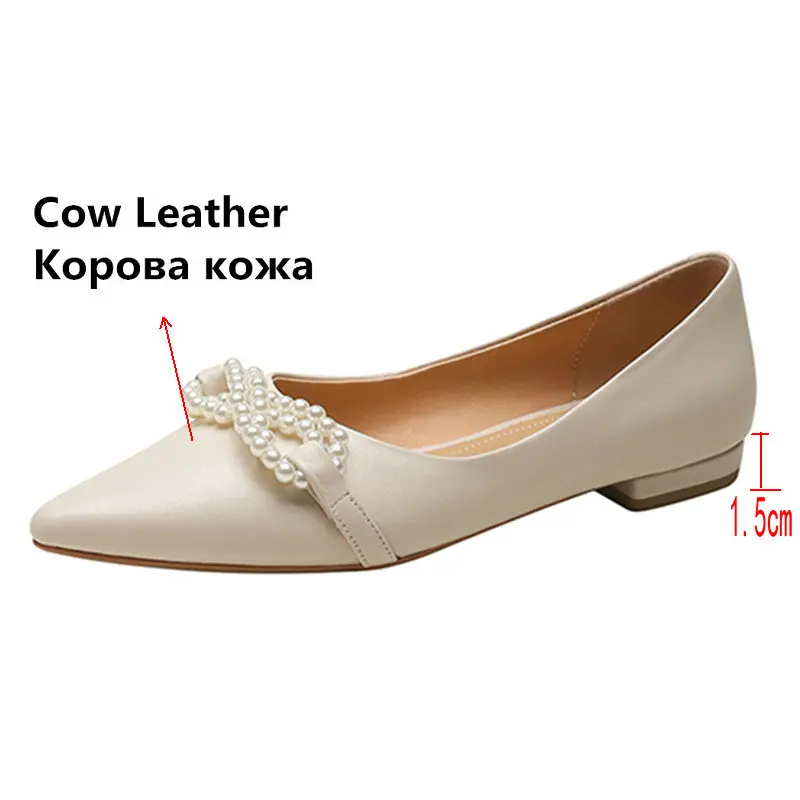 

2021 Spring Women low heels Shoes Genuine Leather poined Toe Shallow Shoes For Women Newest Wedding Dancing Basic Shoes Woman