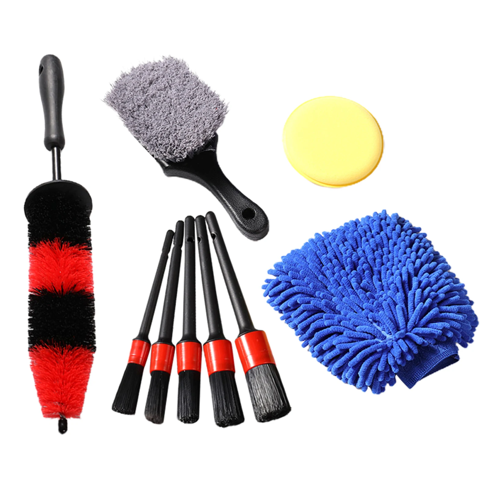 

9 шт. ручной эргономичный многоразовый набор кистей для деталей обода колеса внутри и снаружи автомобиля практичный Многофункциональный пы...