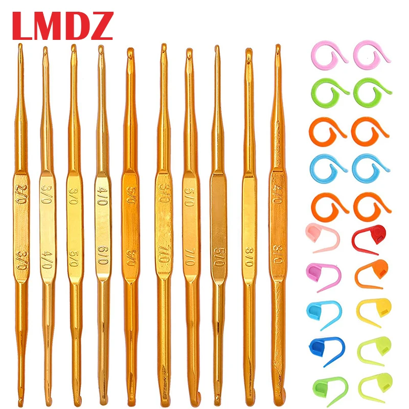 LMDZ 30 шт. набор игл для вязания крючком двухконцевые золотистые Алюминиевые