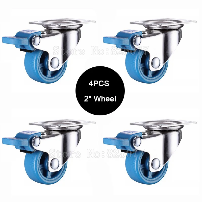 

Brand New 4PCS 2'' Heavy Swivel Wheel Castors Nylon Mute Trolley Furniture Casters w Brake Max Loading 105KG/4PCS