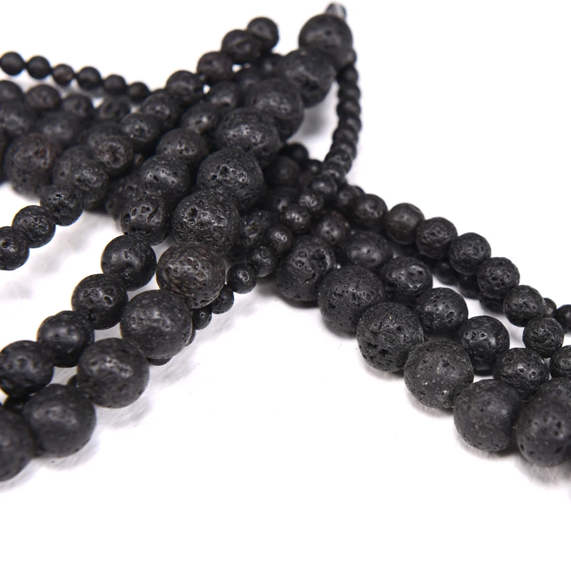 Натуральный черный вулканическая лава камень Свободные Spacer Бусины для рукоделия