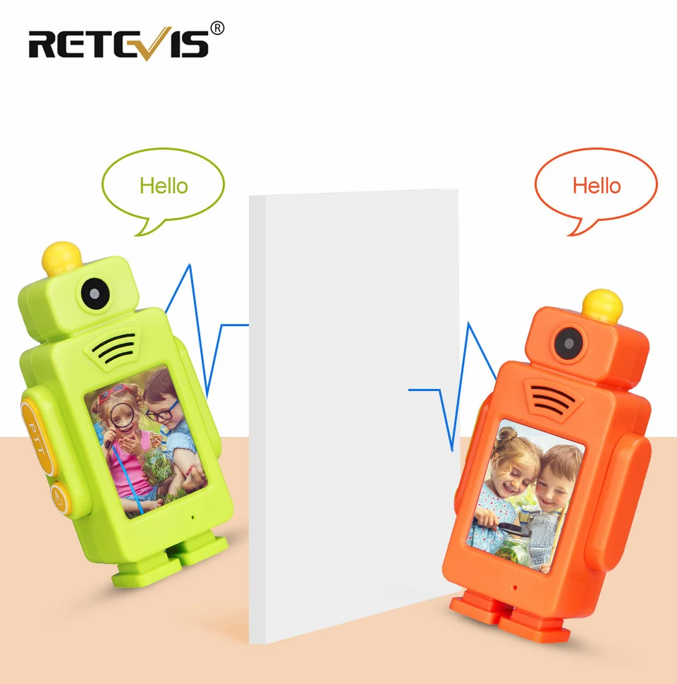 retevis rt34 criancas walkie talkie recarregavel 2 pces com camera de video inteligente