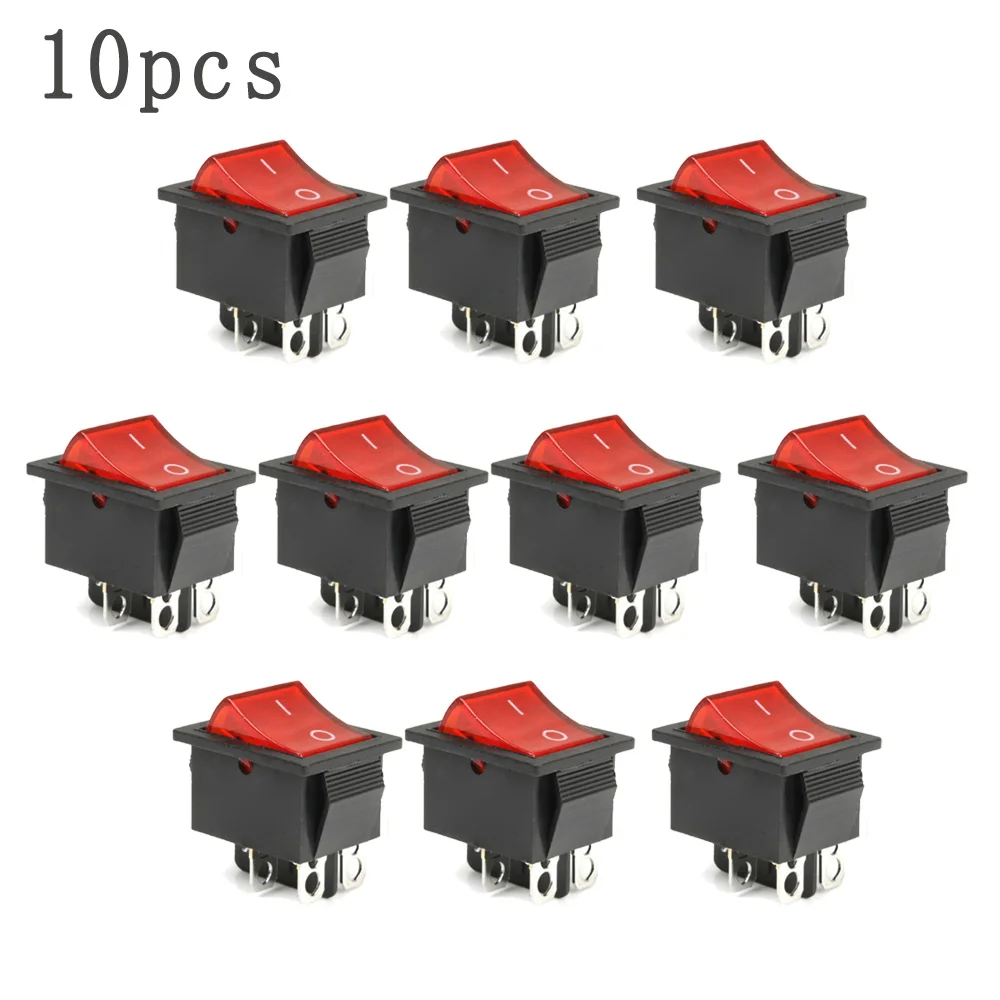 

10pcs Electric Boat Red LED 4 Pin DPST On Off Rocker Switches Set Replacement