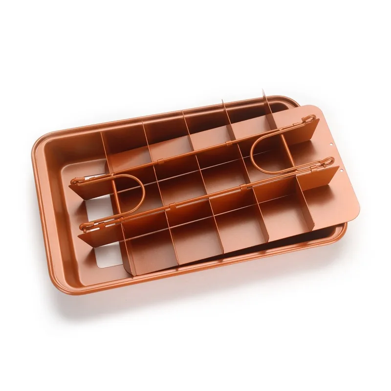 

18 Holes Useful Brooklyn Brownie Copper Nonstick Baking Pan with Built-In Slicer Ensures Perfect Crispy Edges Metal Utensi 2021