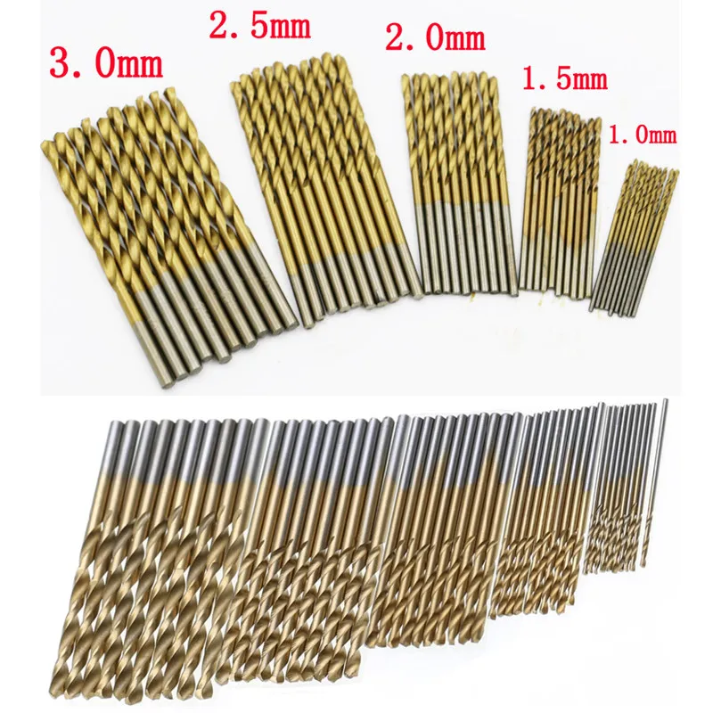 50 шт. 1 комплект сверла с титановым покрытием набор высокоскоростных стальных