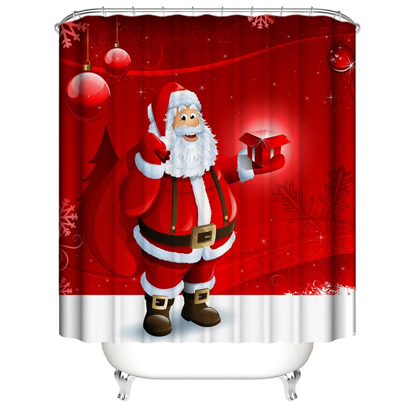 Рождественские украшения красный занавеска для душа с Санта Клаусом или