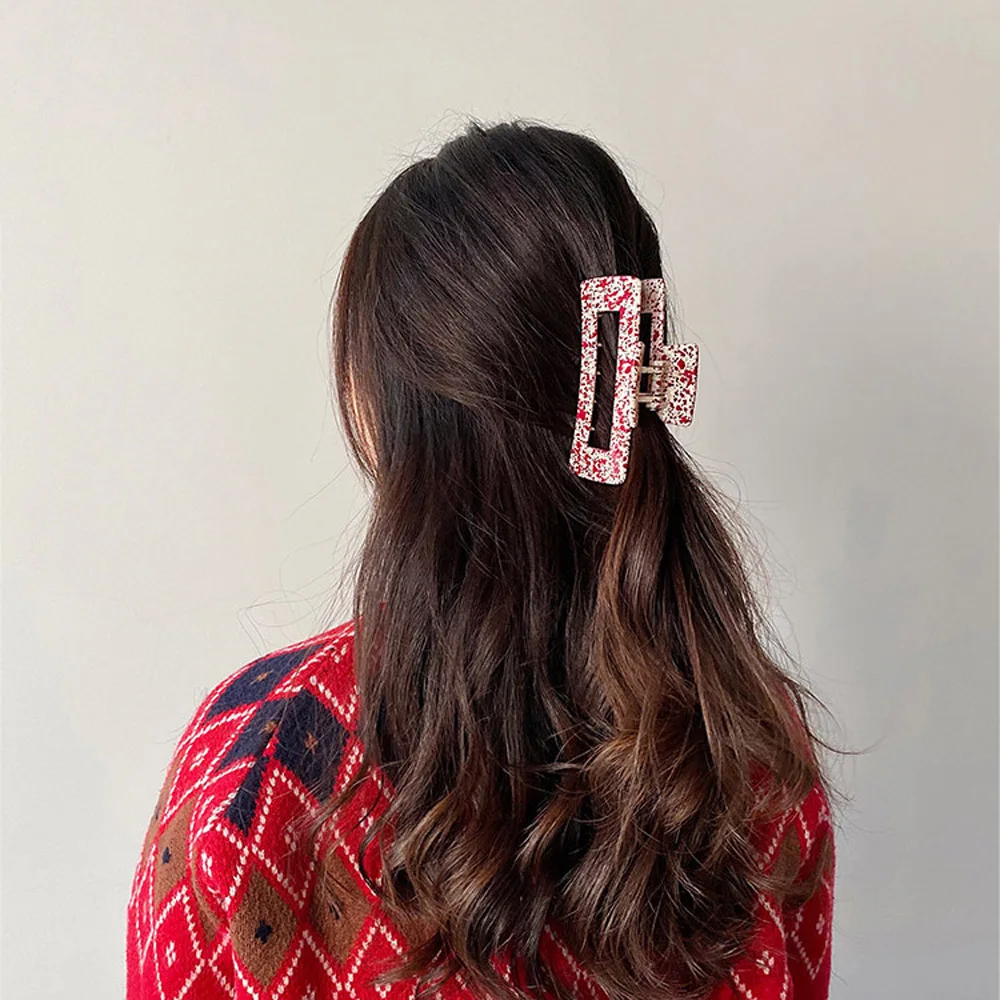 

Korea Fashion Geometric Big Hair Claw Rectangle Candy Color Hair Claw Acrylic Hair Claw Clips Girls Hair Accessories