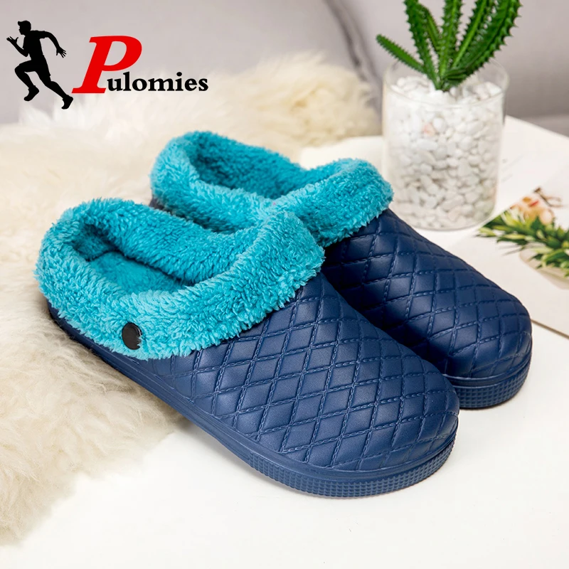 Пуловеры для мужчин и женщин зимние пушистые теплые меховые тапочки