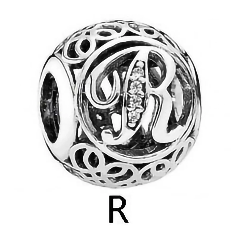 LR Браслет из серебра 925 пробы с бусинами в виде букв на английском языке |