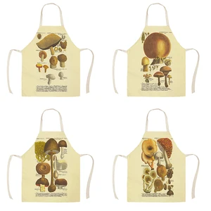 Кухонный Фартук в стиле ретро с геометрическим рисунком гриба, льняные фартуки для мужчин и женщин, мужские инструменты для уборки дома, WQ203