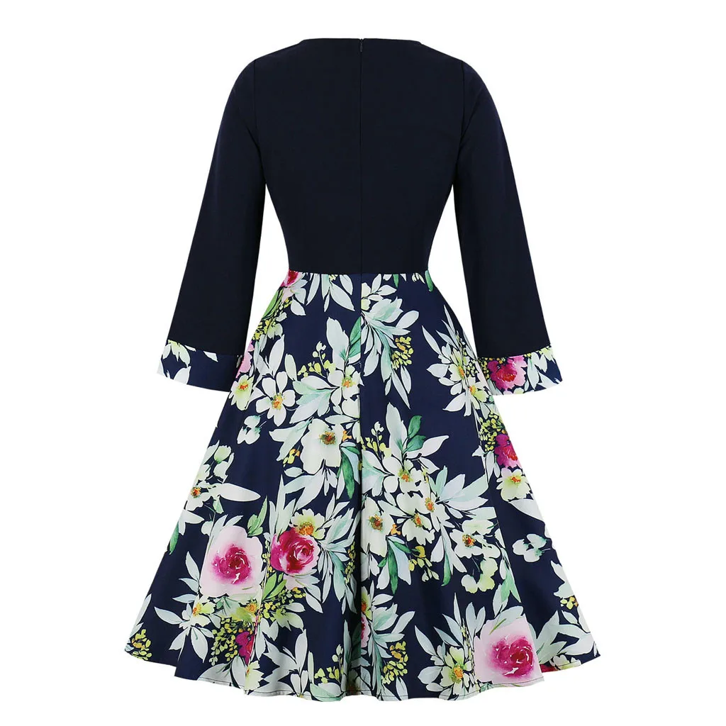 Женское богемное платье с v-образным вырезом винтажное длинным рукавом размера