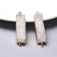 handmade white quartz pendant female connector gems crystal agates druzy necklace drop pendant women rectangle pendant jewelry