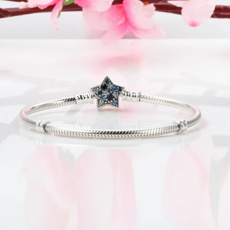 Amaia Authentic 100% 925 Sterling Silver Bright Star Snake Bone Chain Bracelet for Women Gift