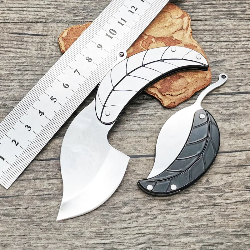 

Key Folding Knife Full Stainless Steel Folding Knife Creative Mini Gift Knife Leaf Leaf Knife utility knife fishing tools