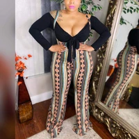 2021 new 4xl 5xl plus size african clothes sets blouse overalls deep v neck bodycon sexy evening party night elegant sets hot