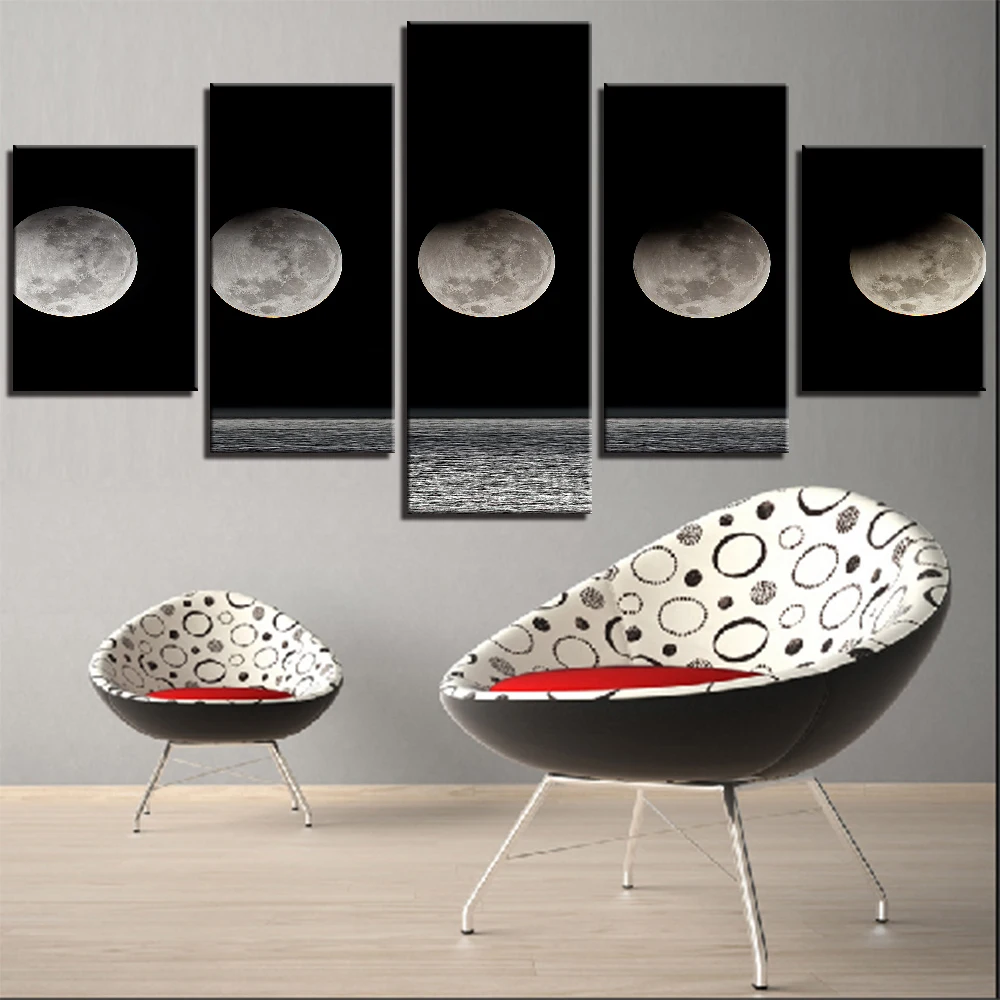 

Moon and Sea at Night Modern 5d diy diamond painting 5 Pieces diamond mosaic full diamond embroidery sale multi panel wall decor