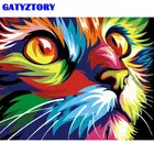 GATYZTORY живопись по номерам для взрослых уникальный подарок Diy обрамление на холсте акриловый пигмент цвет на холсте кошка животное стены фото