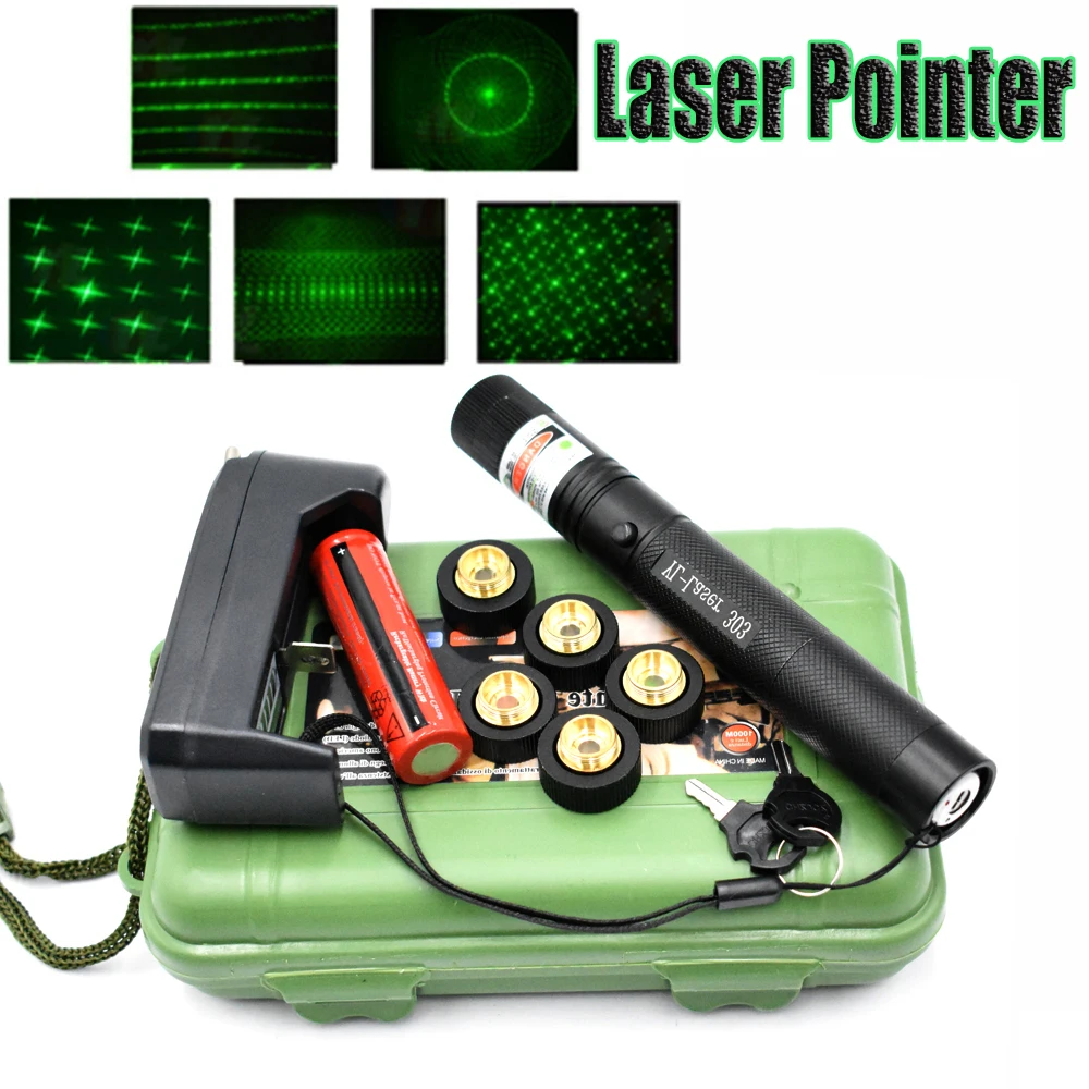 Зеленая лазерная указка прицел 303 10000 нм мощное устройство лазер с регулируемым